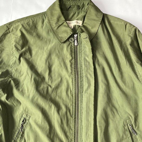 London Fog Green Windbreaker Style Full Zip Jacket Button Overlay Men Size Large - Picture 4 of 16